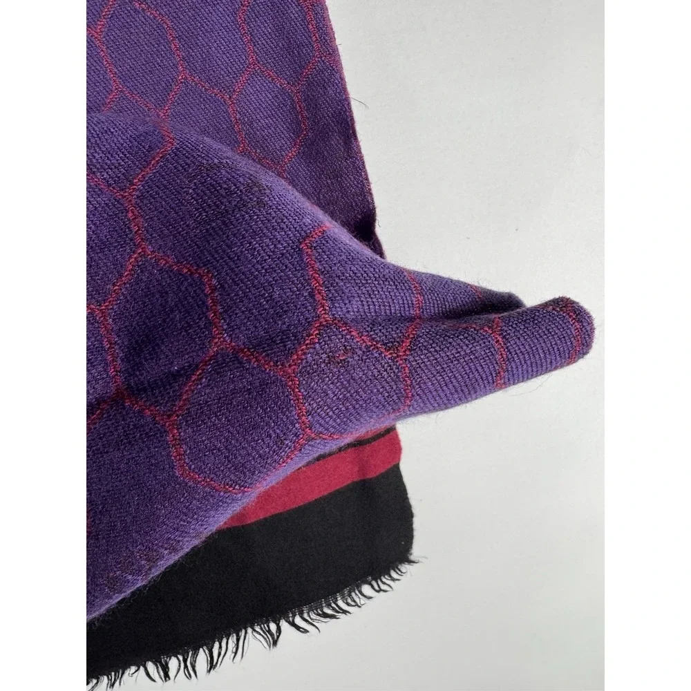 Christian Dior Monsieur Men's One Size Black Burgundy 100% Wool Vintage Scarf